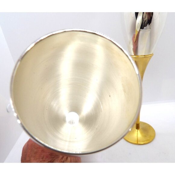 Two Tone Spun Aluminum Champagne Flutes in Original Packing - Picture 4 of 6